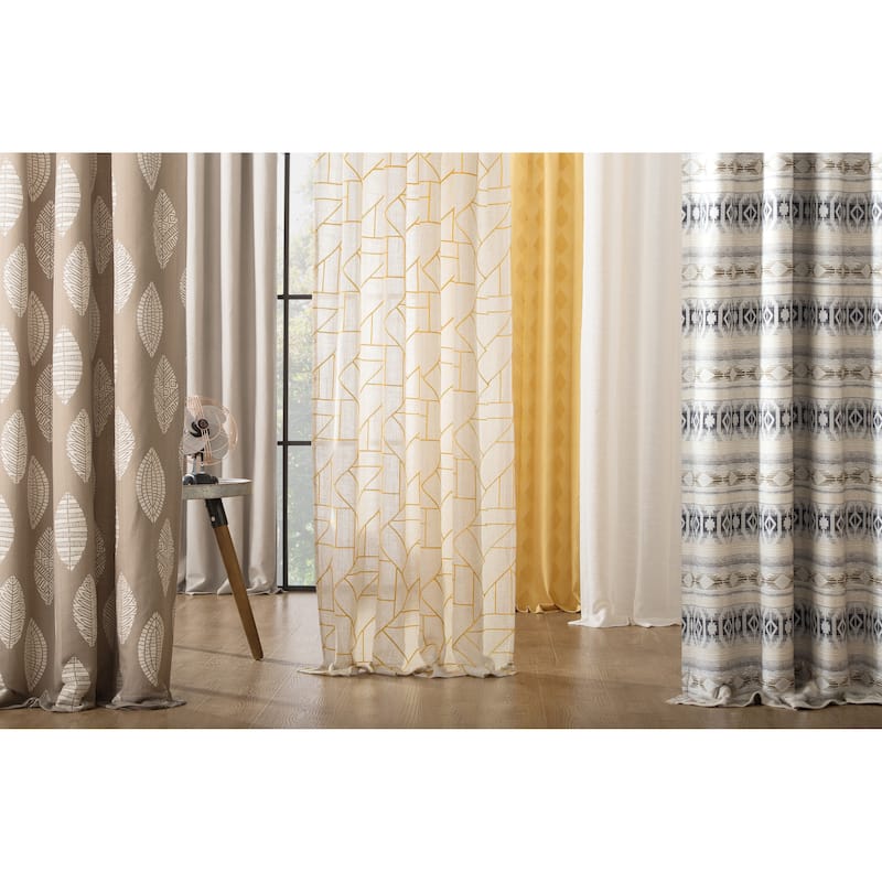 Archaeo Linen Blend Blackout Grommet Top Curtain, Single Panel