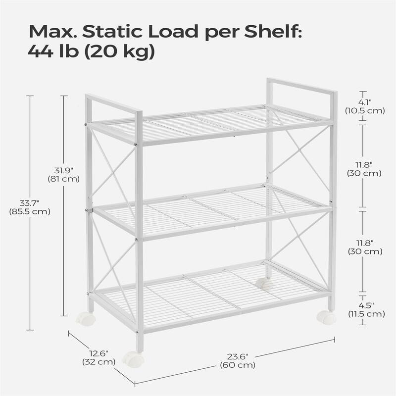 3-Tier Metal Storage Rack with Wheels