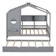 preview thumbnail 7 of 14, Twin Size House Bed with Trundle and Storage Shelves, Wooden Frame with Roof Design for Kids