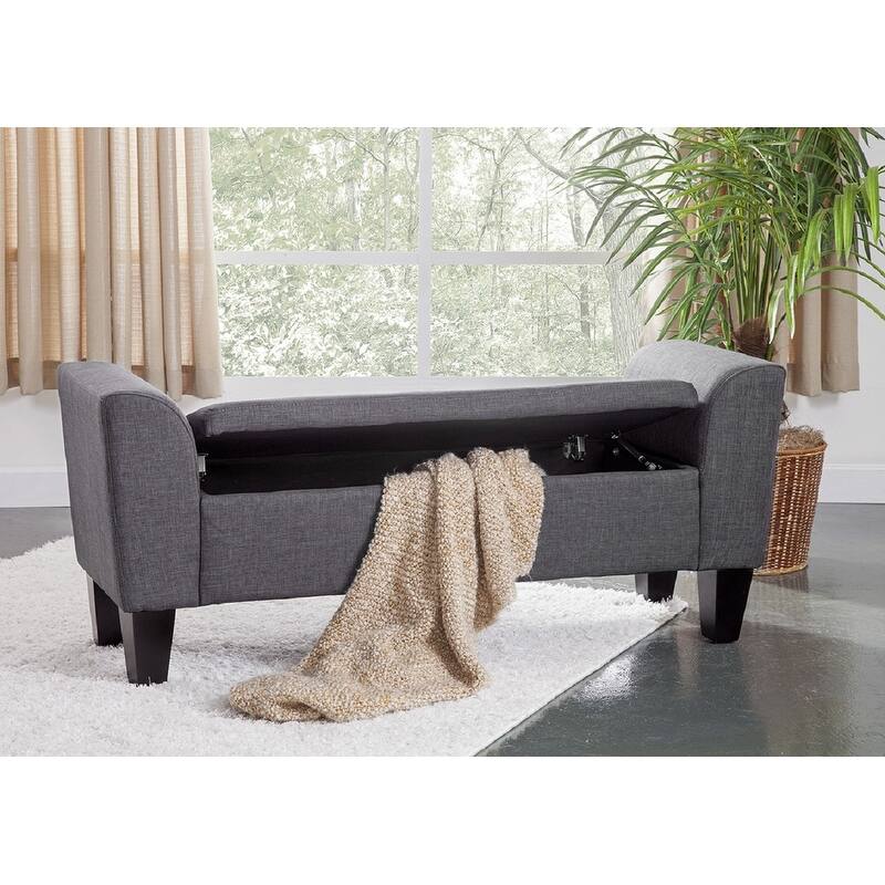 Grafton Home Claire Transitional Upholstered Storage Bench - Oscar Gunmetal Grey