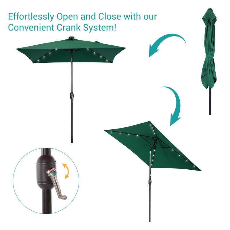 BONOSUKI 6.5x6.5Ft LED Patio Market Umbrella Weather-Resistant Frame