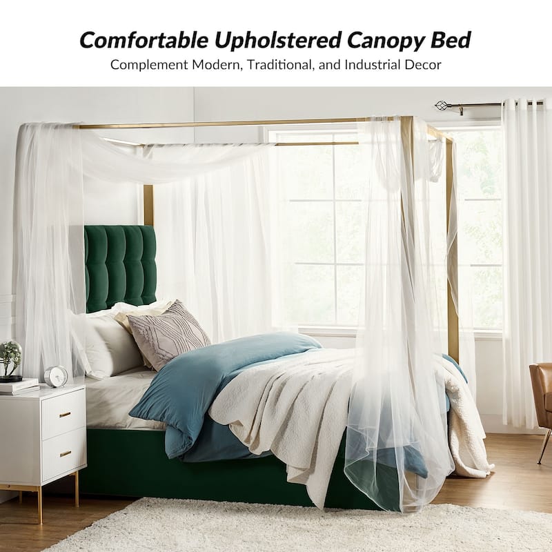 Milton Contemporary Upholstered Queen Size Canopy Bed by HULALA HOME
