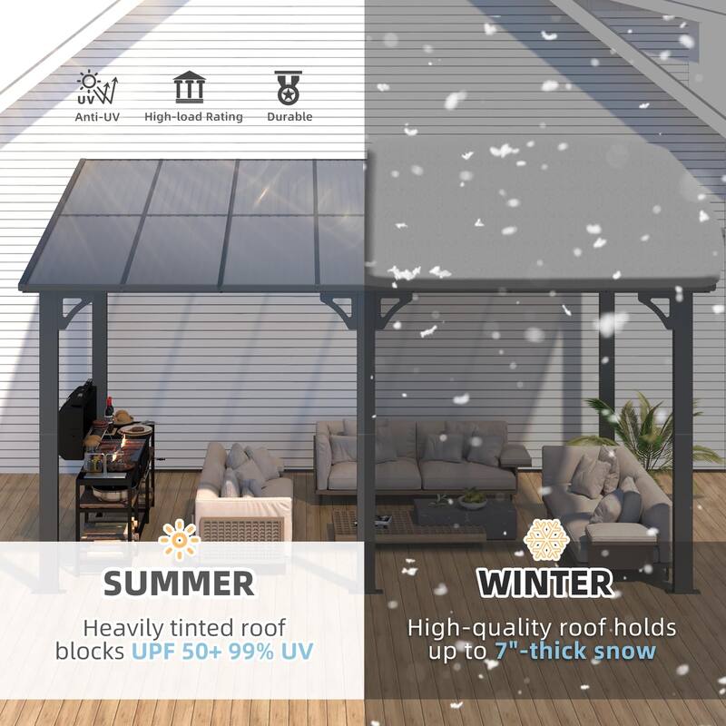8x14ft Wall Mounted Gazebos Pergola, Outdoor Lean to Gazebo Awnings