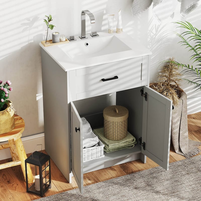 Costway Bathroom Vanity Unit with Basin Under Sink Bathroom Storage - See Details