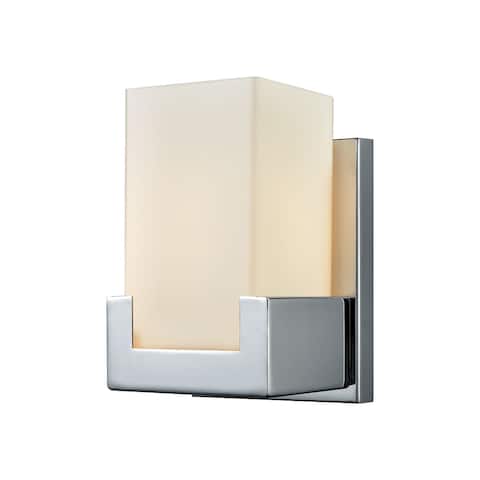 Balcony 1-Light Vanity Sconce in Polished Chrome with Opal White Glass
