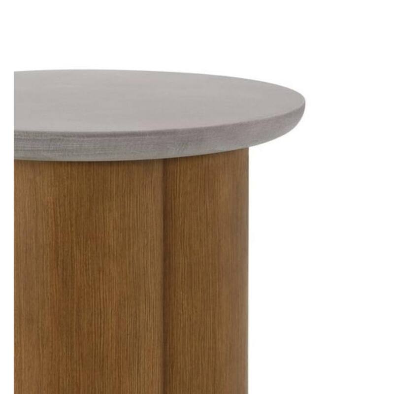 Evenlyn Faux Concrete Top & Walnut Finish End Table - MDF - Walnut