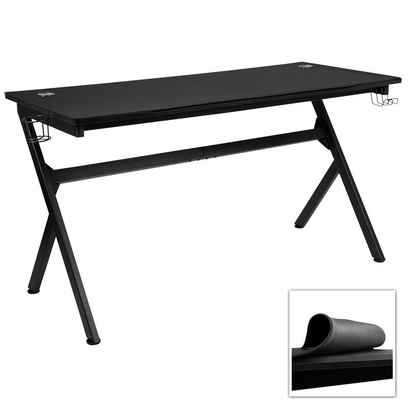 55" Computer Gaming Desk - Headphone Holder - Cable Management - Mouse Pad