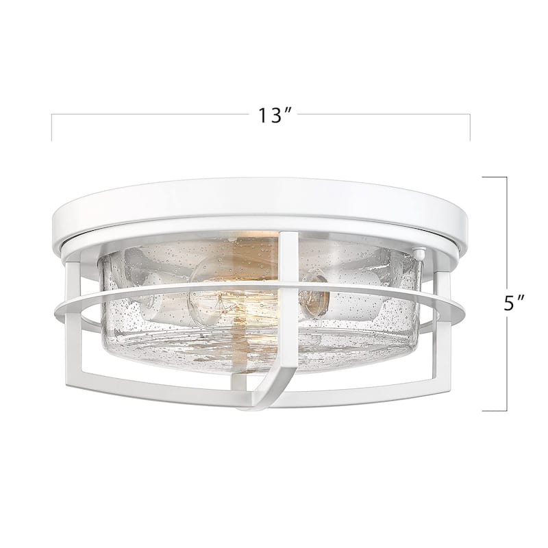 2-Light 13" Flush Mount Light Fixture with Seeded Glass Cover - 13