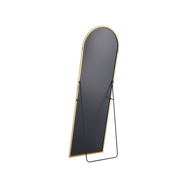 HomeRoots 63" Gold Metal Arch Freestanding and Wall Mount Framed Full Length Mirror - 20.00 in. x 63.00 in. x 0.50 in.