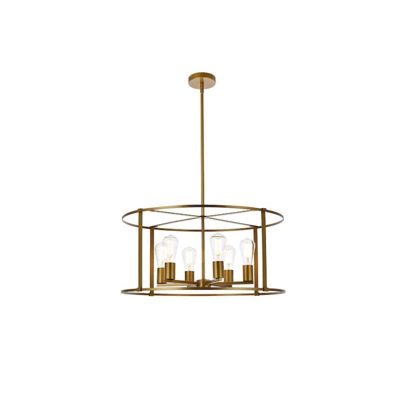 Aria 6 Light Pendant in black - 26 Inch - Brass