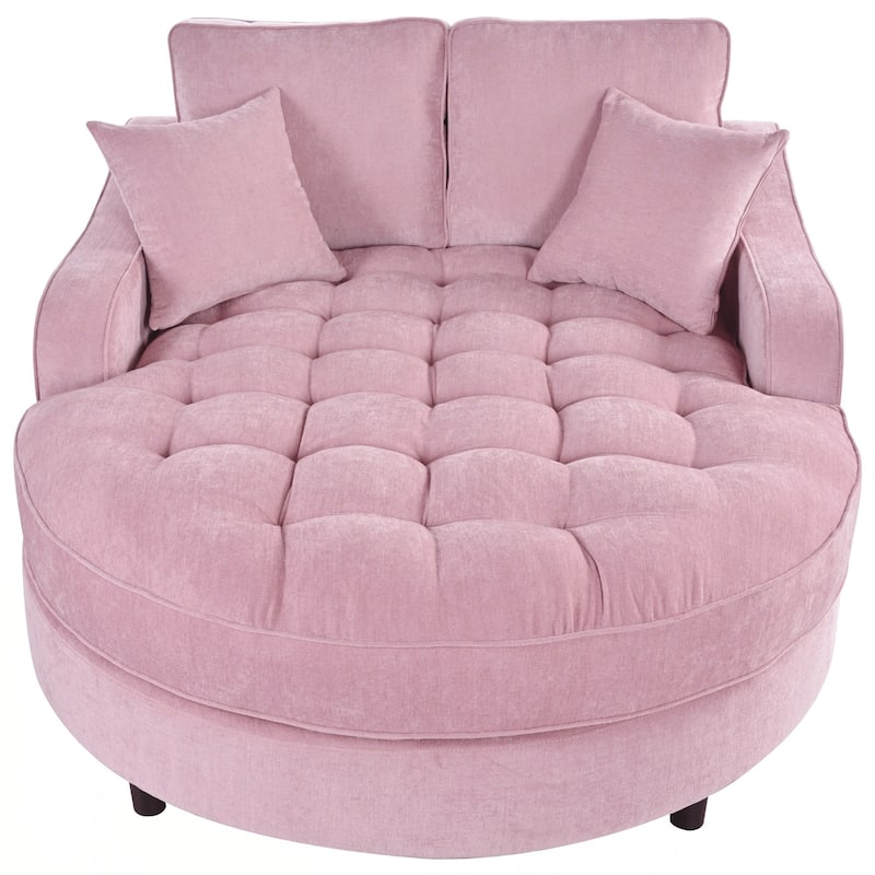 55" Modern Chaise Lounge Sofa Bed Upholstered Sofa Couch with Seat and Detachable Pillows for Living Room