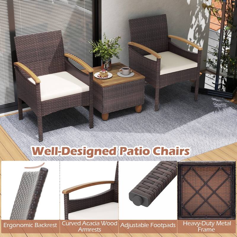 Gymax 4 PCS Dining Chairs w/ Acacia Wood Armrest Heavy Duty Metal