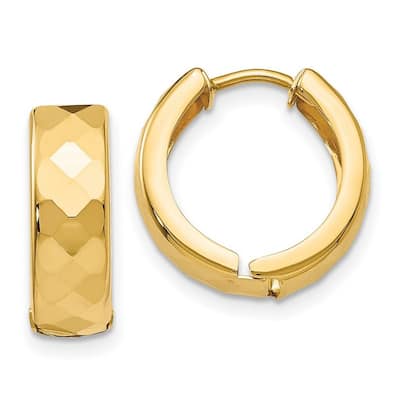 Curata 10k Yellow Gold Textured Hinged Hoop Earrings - 14x14mm