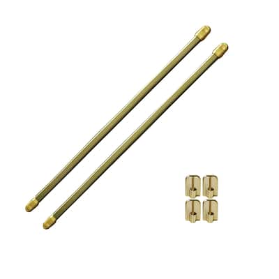 Bundle 2 Cafe Curtain Rods with 4 Self Adhesive Matching Hooks