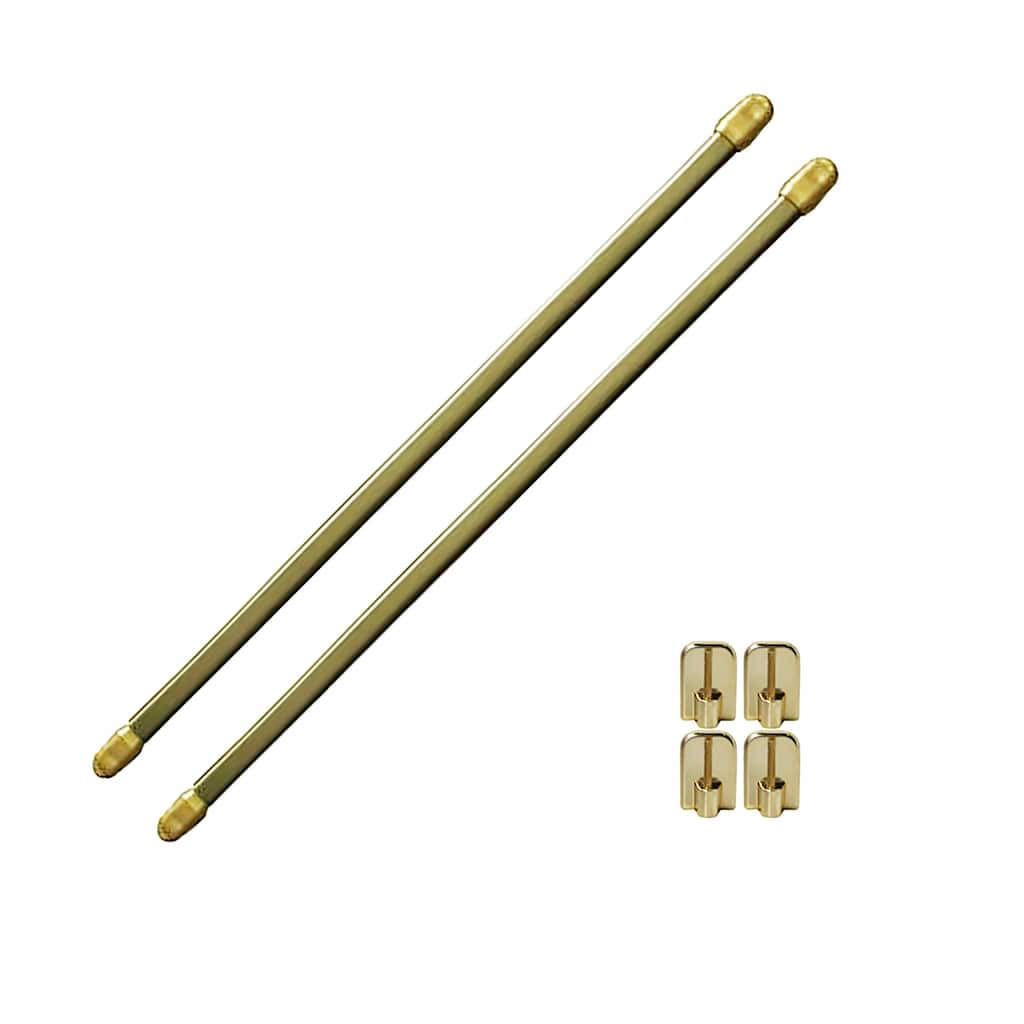 Bundle 2 Cafe Curtain Rods with 4 Self Adhesive Matching Hooks