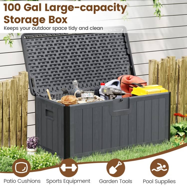 HDPE Outdoor Storage Deck Box with Aluminum Lid and Bench Top - 51" x 25" x 23"