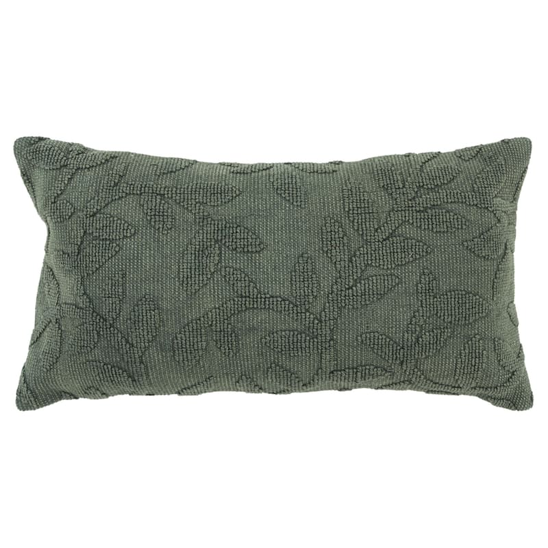 HomeRoots 14" X 26" Green Botanical Cotton Throw Pillow With Texture
