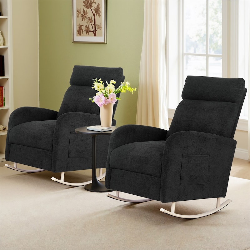 Accent Rocking Chair, Upholstered Nursery Glider Rocker for Baby and Kids, Comfy Armchair Lounger with Footrest