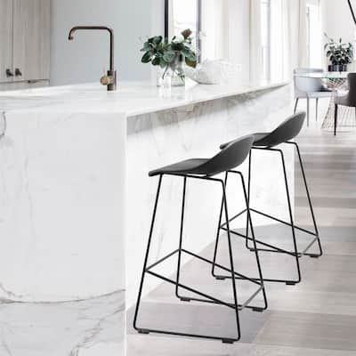 (Set of 2) Escape Contract Grade Plastic & Metal Sled Counter Stool