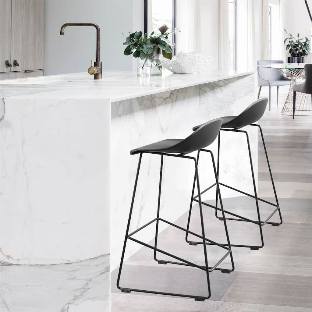 (Set of 2) Escape Contract Grade Plastic & Metal Sled Counter Stool