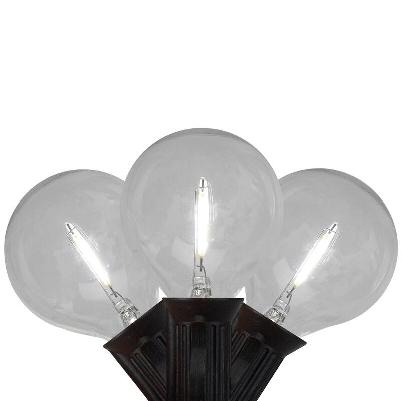 10ct Pure White LED G50 Globe Patio Lights, 10ft Black Wire