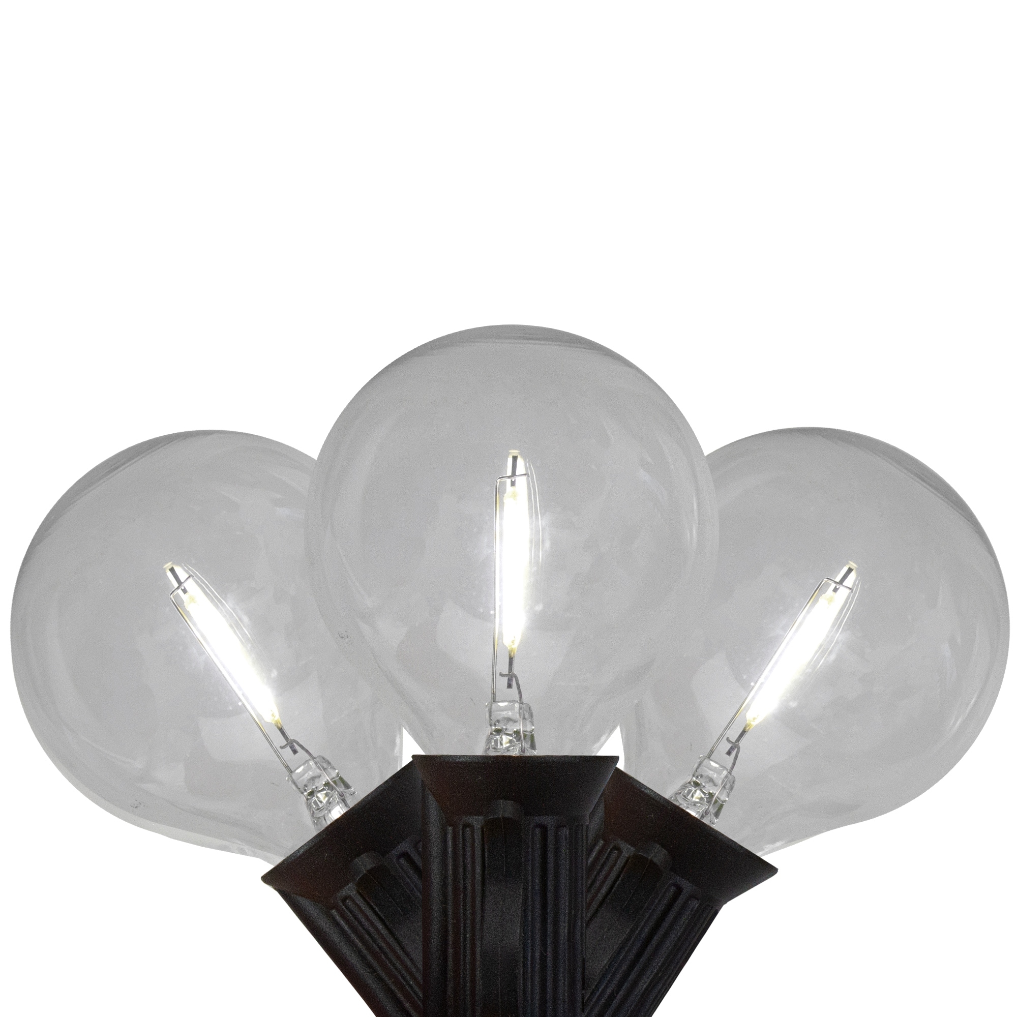 10ct Pure White LED G50 Globe Patio Lights 10ft Black Wire - 120
