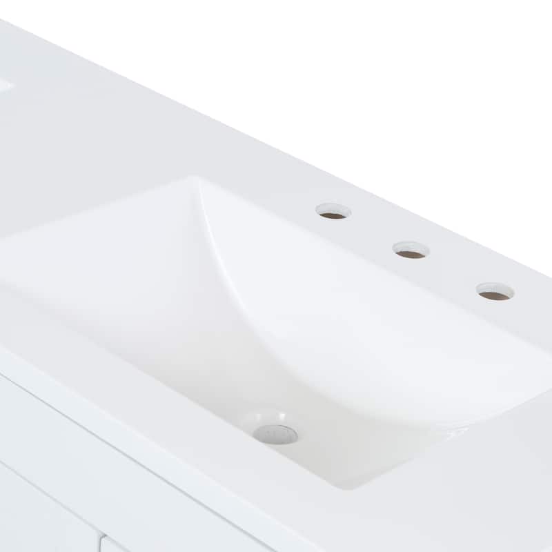 Spring Mill Cabinets Lonsdale 60.5" Double Bathroom Vanity With 6 Drawers and White Sink Top