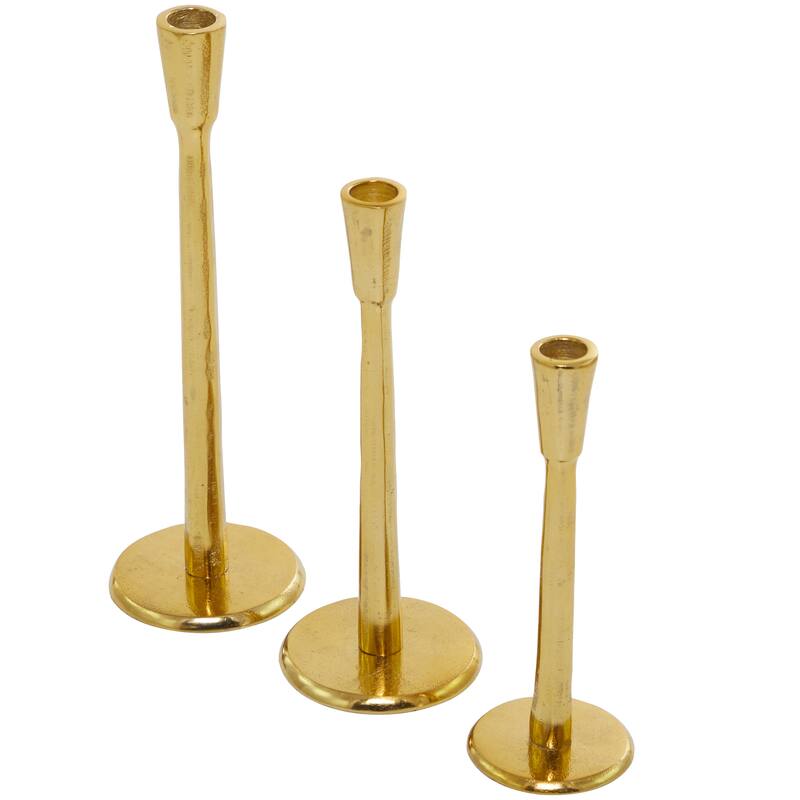 Gold or Silver Aluminum Metal Tapered Candle Holder (Set of 3)