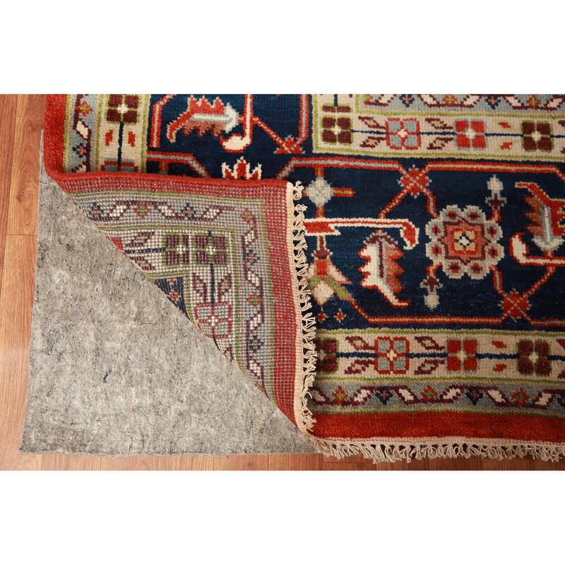 Orange Medallion Heriz Serapi Large Rug Hand-Knotted Wool Carpet - 11'8" x 15'3"