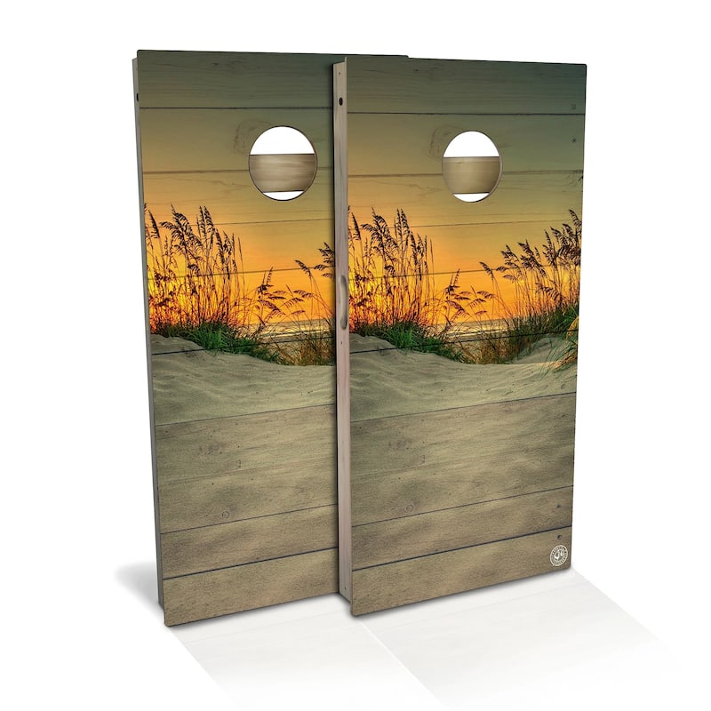 Sea Oats Outdoor Cornhole Board Set - Backyard 2x4 - Include Carrying Case