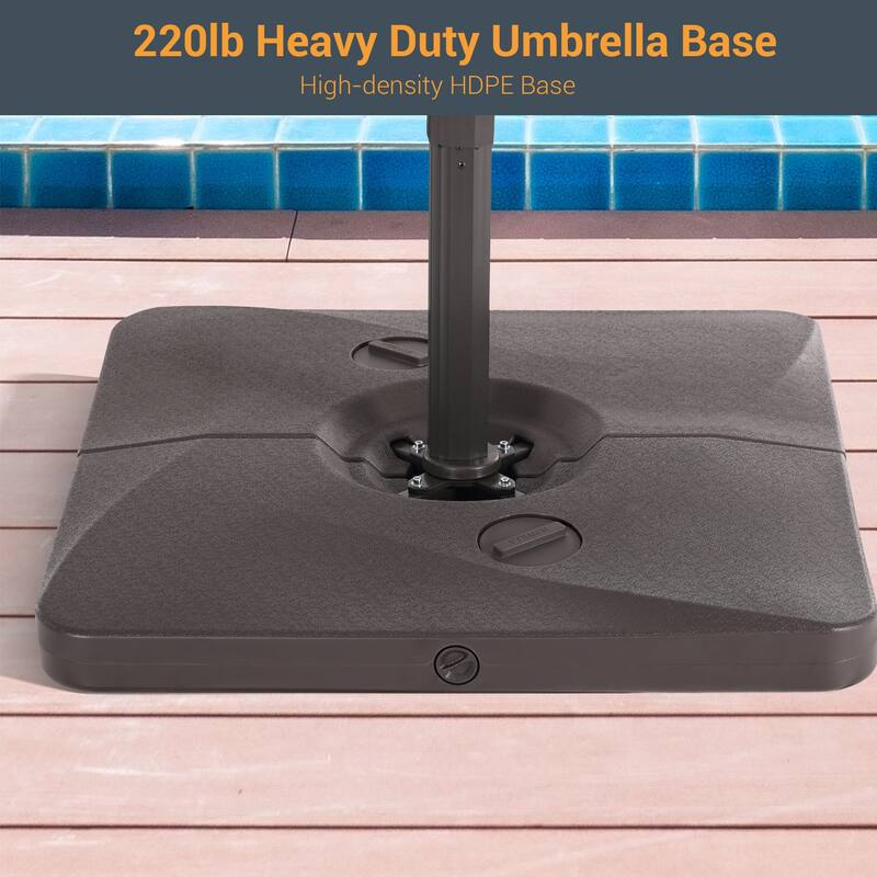LIVOOSUN 11Ft Aluminum LED Patio Cantilever Offset Umbrella With Base