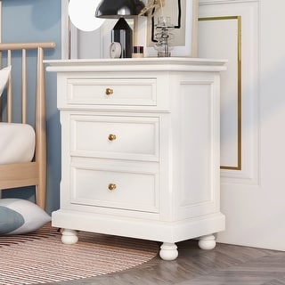 Nightstands End/Side Tables for Living Room Bedside with Three Storage