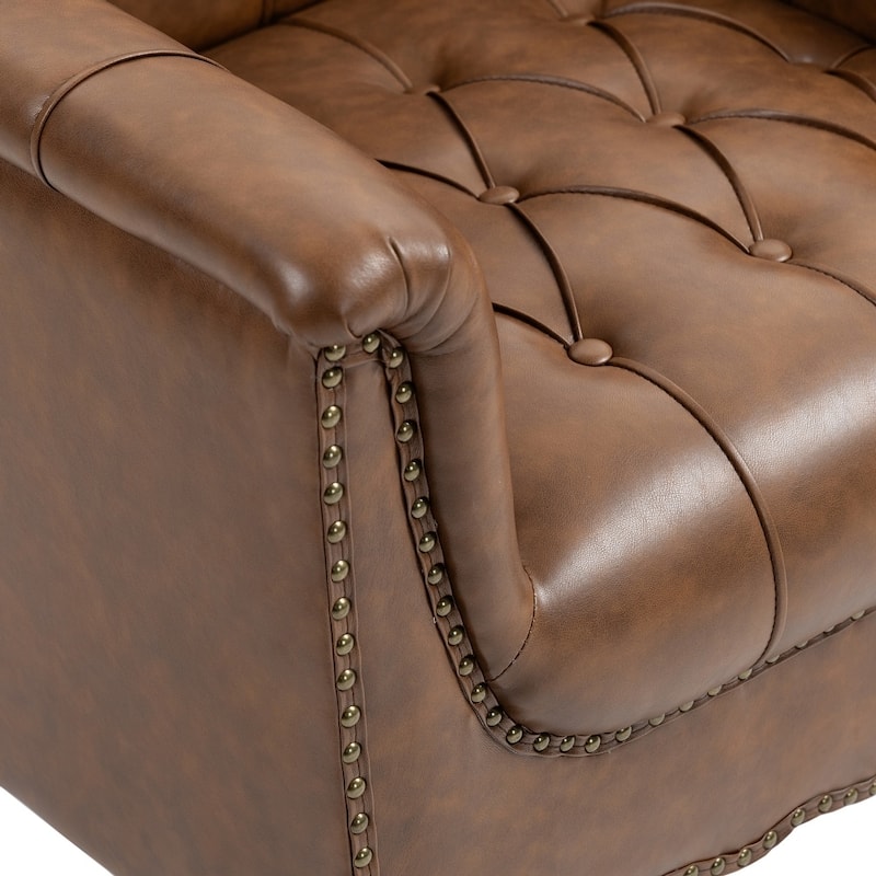 Modern Faux Leather Accent Chairs Set Of 2, Upholstered Armchair For Living Room