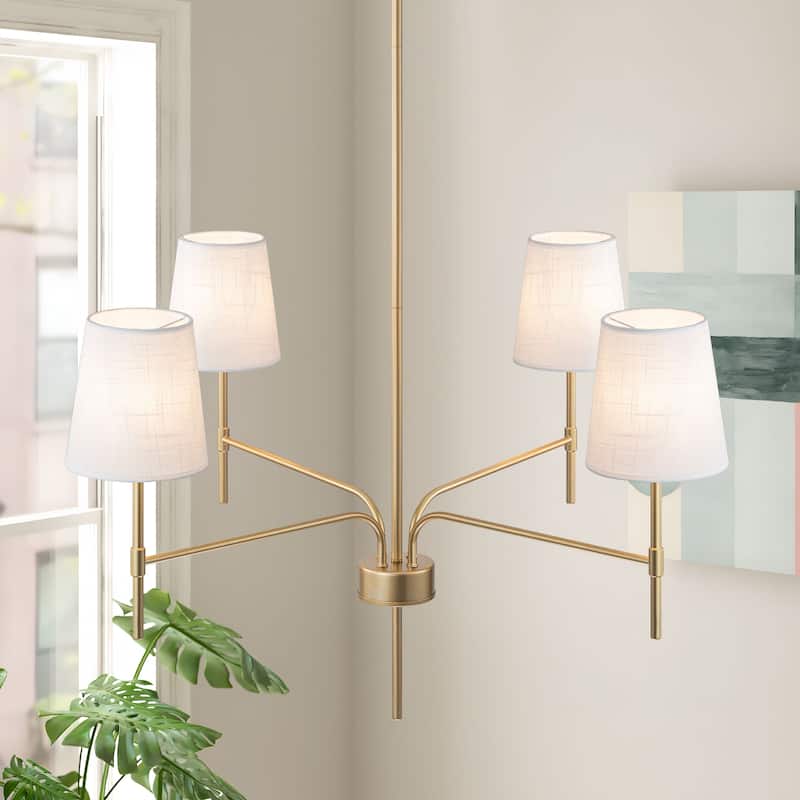 Starsky Transitional & Modern Chandelier with White Fabric Shades