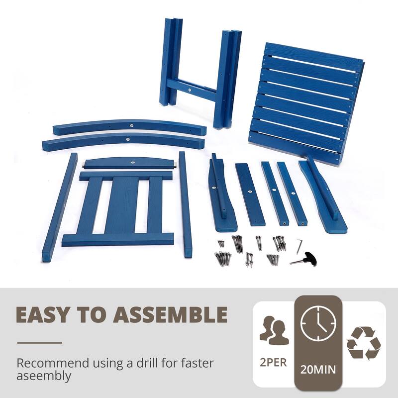 LUE BONA Plastic Outdoor Patio Adirondack Rocking Chairs For Porch Set of 4 - 34.6"D x 28"W x 43.7"H