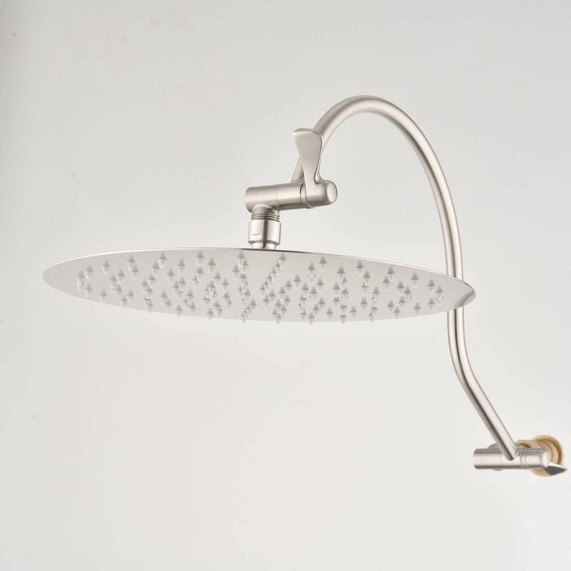 Bathlet 12" Rain Shower Head with Adjustable Height & Distance Extension Arm