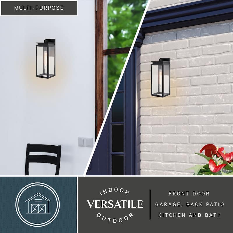 VAXCEL Uptown 1-Light Matte Black Transitional Outdoor Wall Sconce made of Durable Metal, Clear Glass Shade, LED Compatible