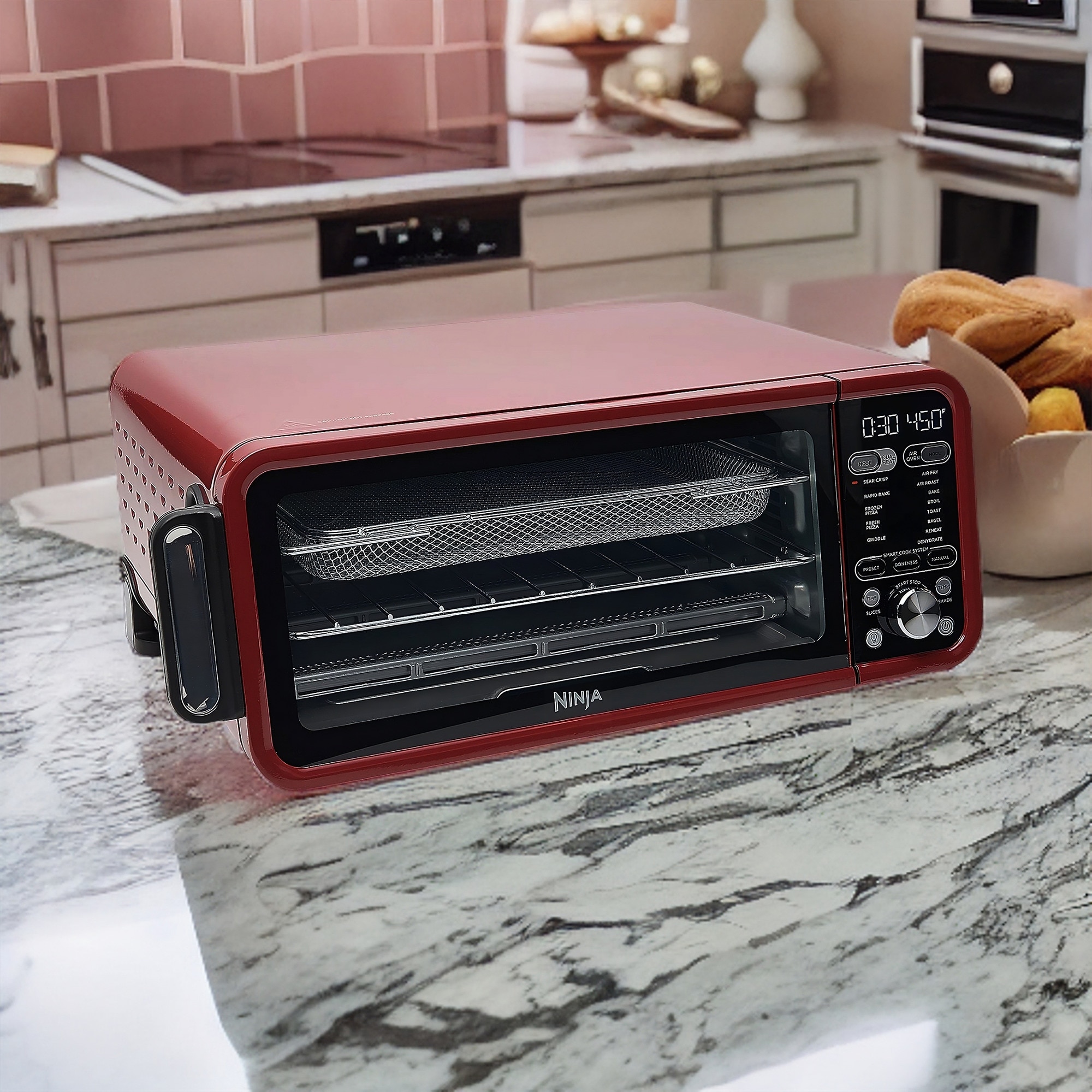 Ninja Foodi XL 10-in-1 Flip Digital Air Fry Smart Oven Pro Rack & Probe-  Red