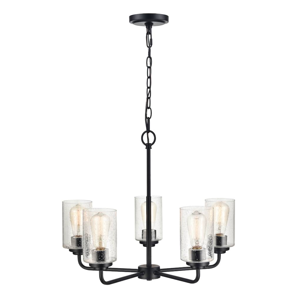 Millennium Lighting Moven 5 Light Metal Chandelier in Multiple Finishes with Seeded Glass Shades