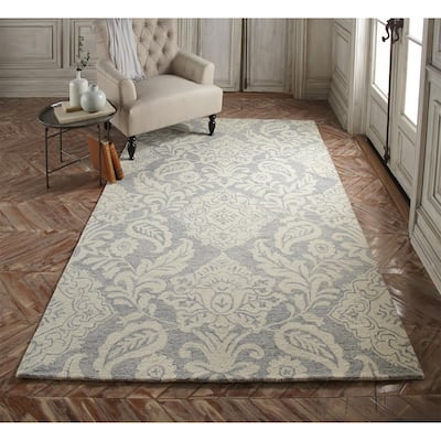 Natal Modern Floral Paisley Rug, Celestial Blue/Ivory, Area Rug