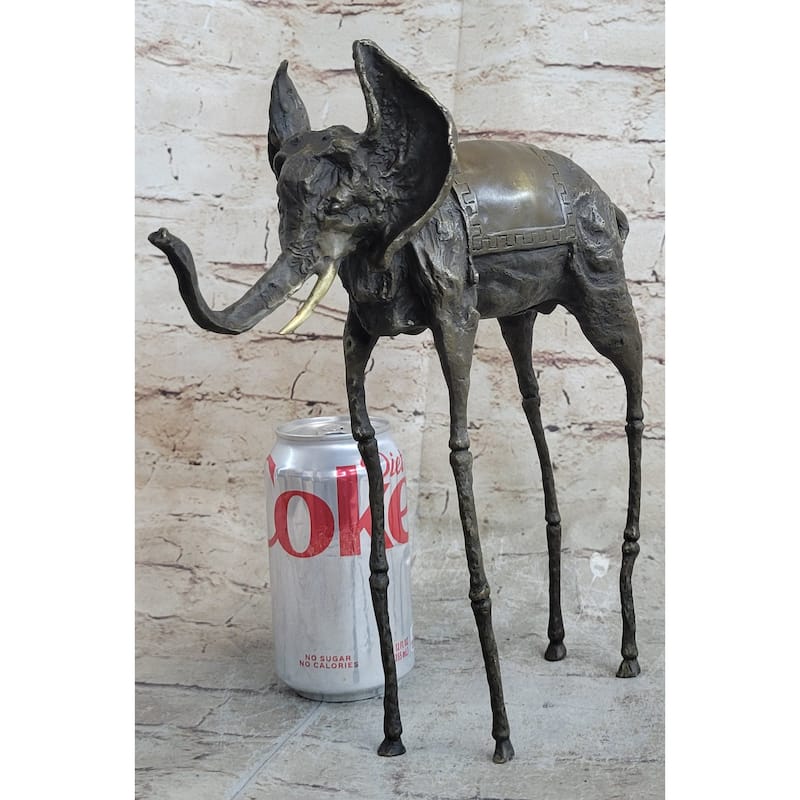 Salvador Dali Surrealist Elephant With Long Legs Bronze Metal Sculpture Statue Figurine
