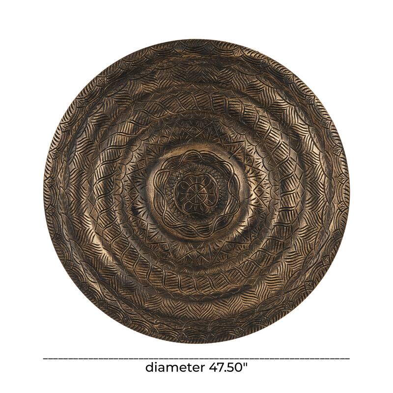 Wooden Floral Carved Wall Decor with Scroll and Leaf Details - Bronze - Roche River Decor