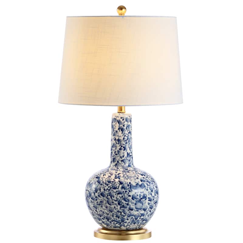 Audrey 30" Ceramic/Iron Classic Cottage LED Table Lamp, Blue/White by JONATHAN Y - Blue/White