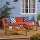 preview thumbnail 11 of 21, Grenada Outdoor Acacia Sectional Sofa Set by Christopher Knight Home