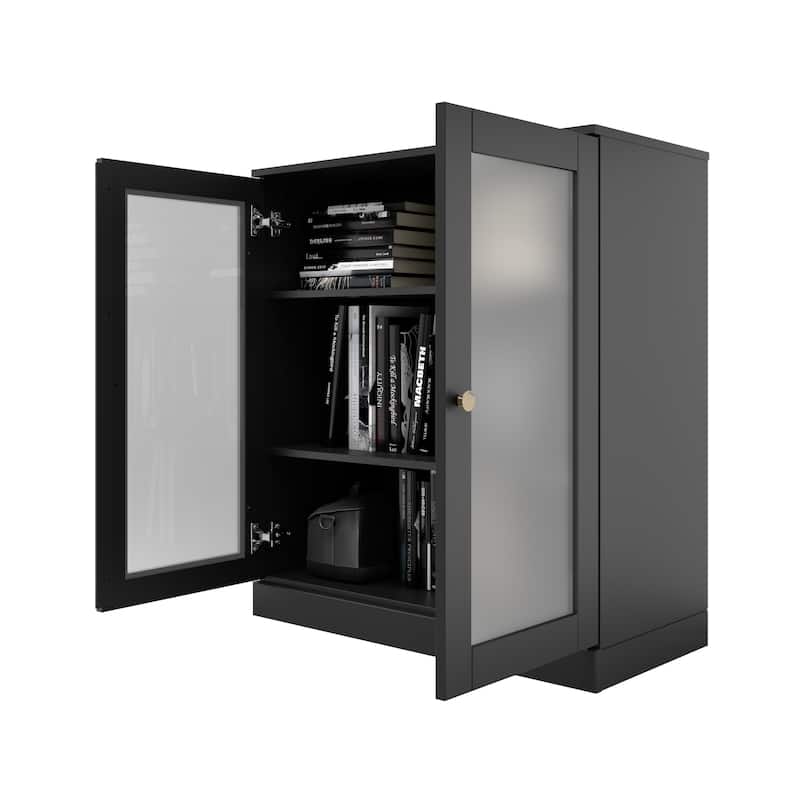 Palace Imports 100% Solid Wood TV Stand with Frosted Glass Doors for TVs up to 32"