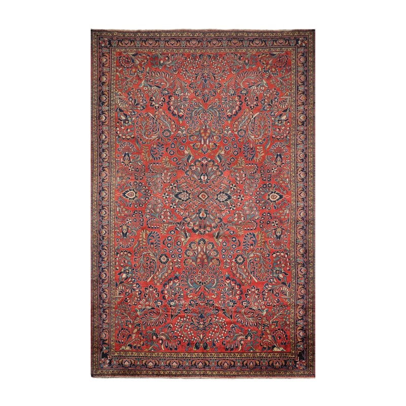 Hand Knotted Burnt Orange Persian Wool Traditional Oriental Area Rug - 10' 4'' x 16' 3''