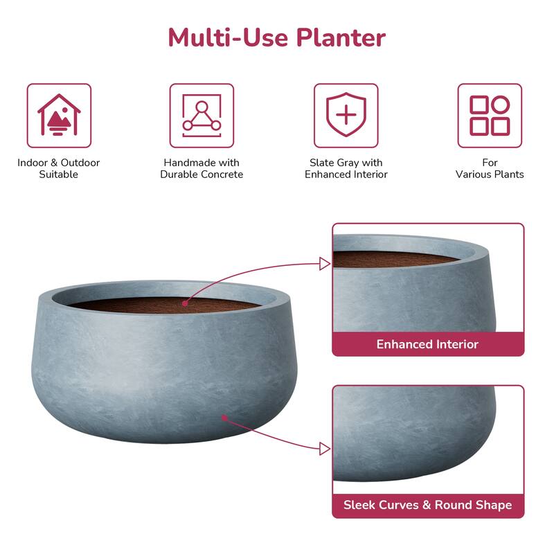 Small Concrete Round Planter / Pot Indoor & Outdoro Planter Bowl