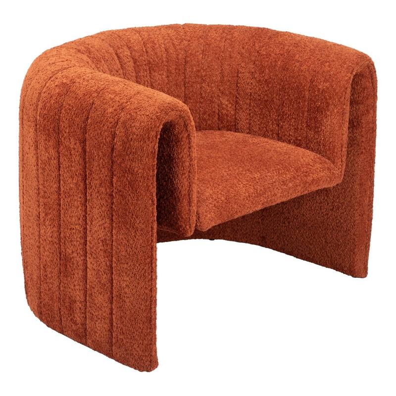 HomeRoots 37" Burnt Orange Sherpa And Upholstered Tufted Arm Chair - 37' X '27.6' X '30