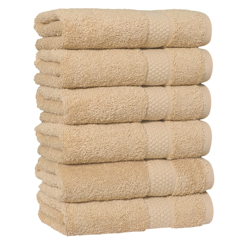 Authentic Hotel and Spa 100% Aeagean Long Staple Turkish Cotton STARLIGHT Terry Hand Towels (Set of 6)