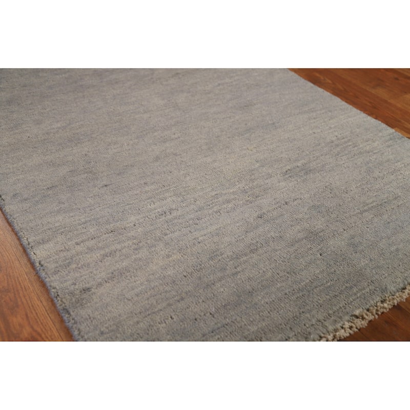 Hand Knotted Oriental 100% Wool Carpet Modern Modern Greys & Charcoal Gabbeh Area Rug - 4' 0'' X 2' 7''